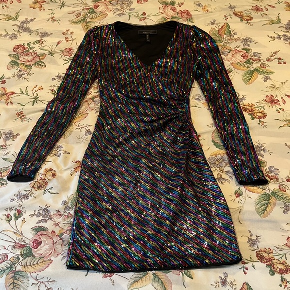 Rainbow sequin Taylor Swift style party dress by BCBG Maxazria size xxs - Picture 3 of 8